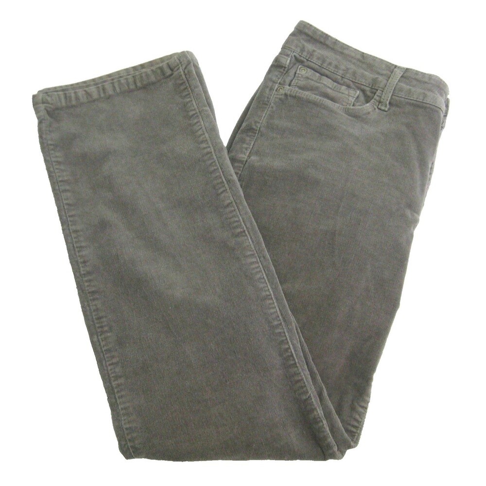 NYDJ Gray Corduroy Pants Womens Size 10P 32x29 Lift Tuck Straight Fit 5 Pockets